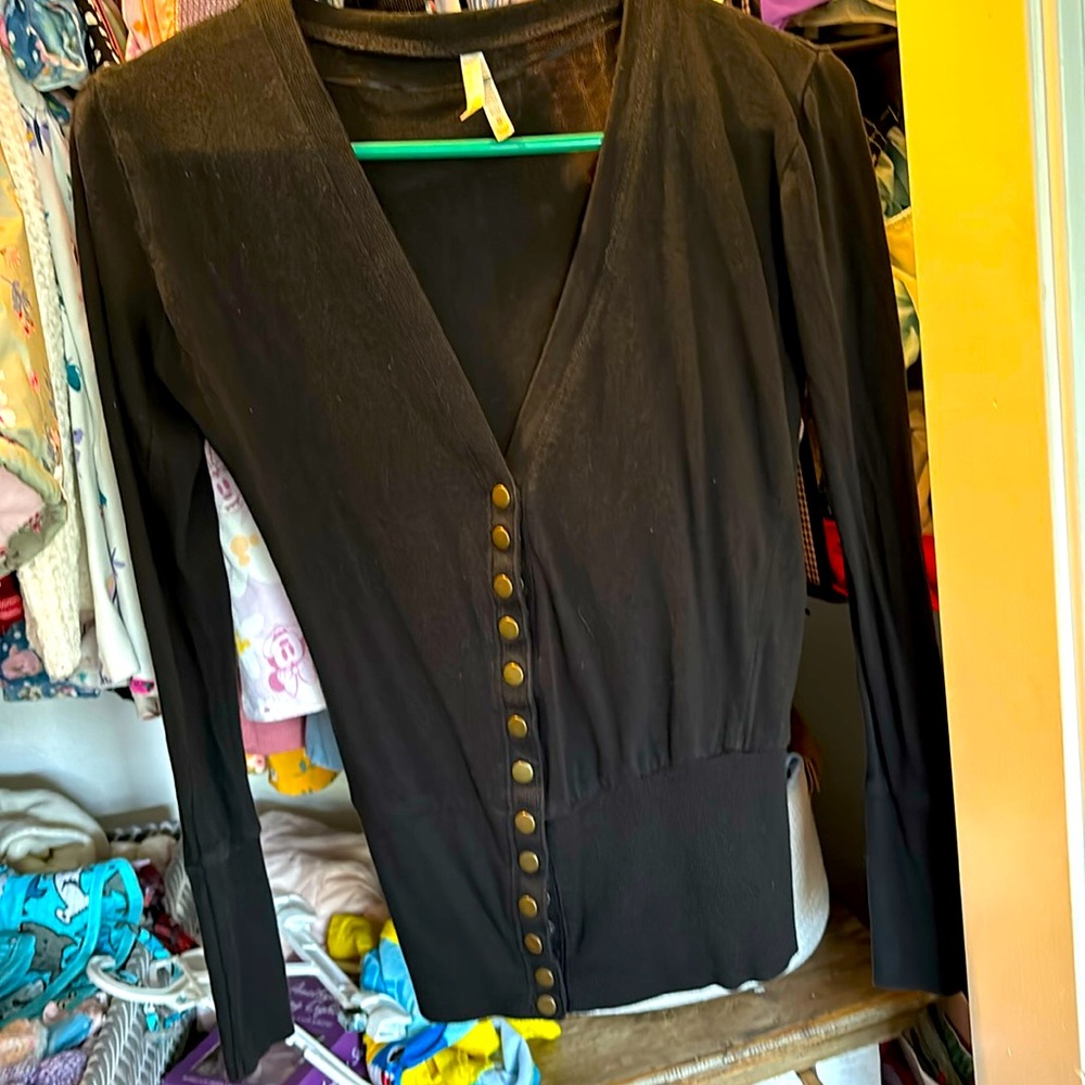 Women’s small snap cardigan lightweight black sweater.